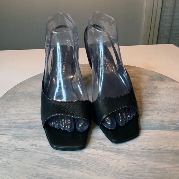 Donald J Pliner Shoes Black Slingback Peep Toe Kitten Heels US Size 7 M Italy - Picture 4 of 12